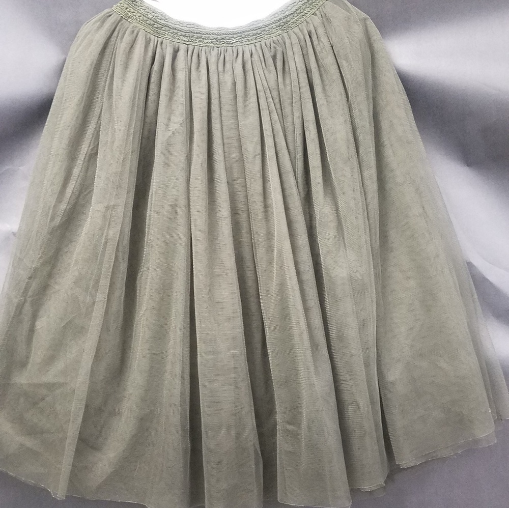 Olive green tulle skirt.